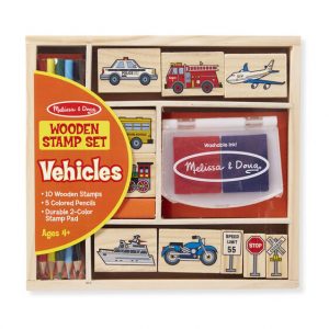juego de sellos de madera coches melissa and doug
